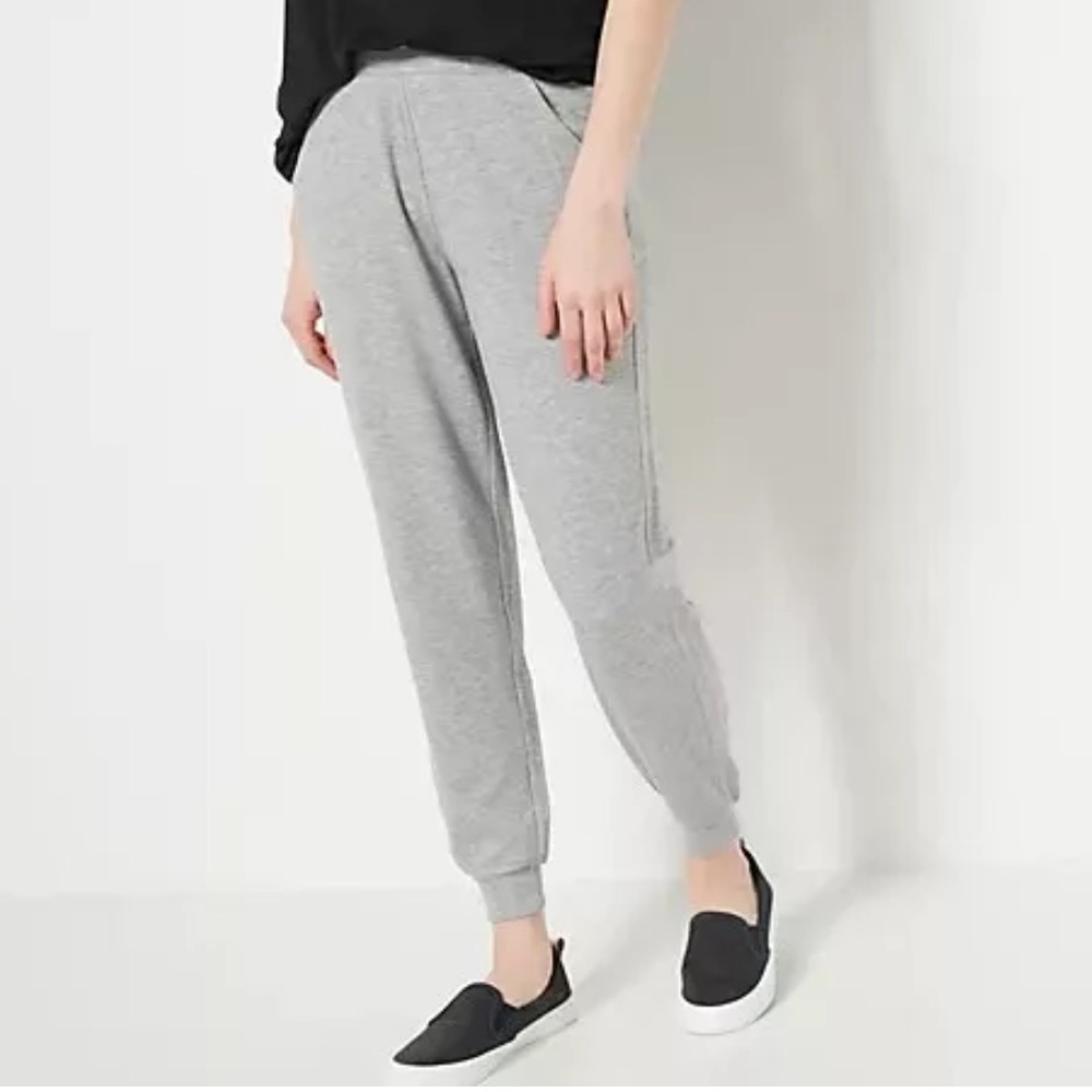 NEW Belle by Kim Gravel Leggings Luxe French Terry Joggers-Gray-XL-A468166